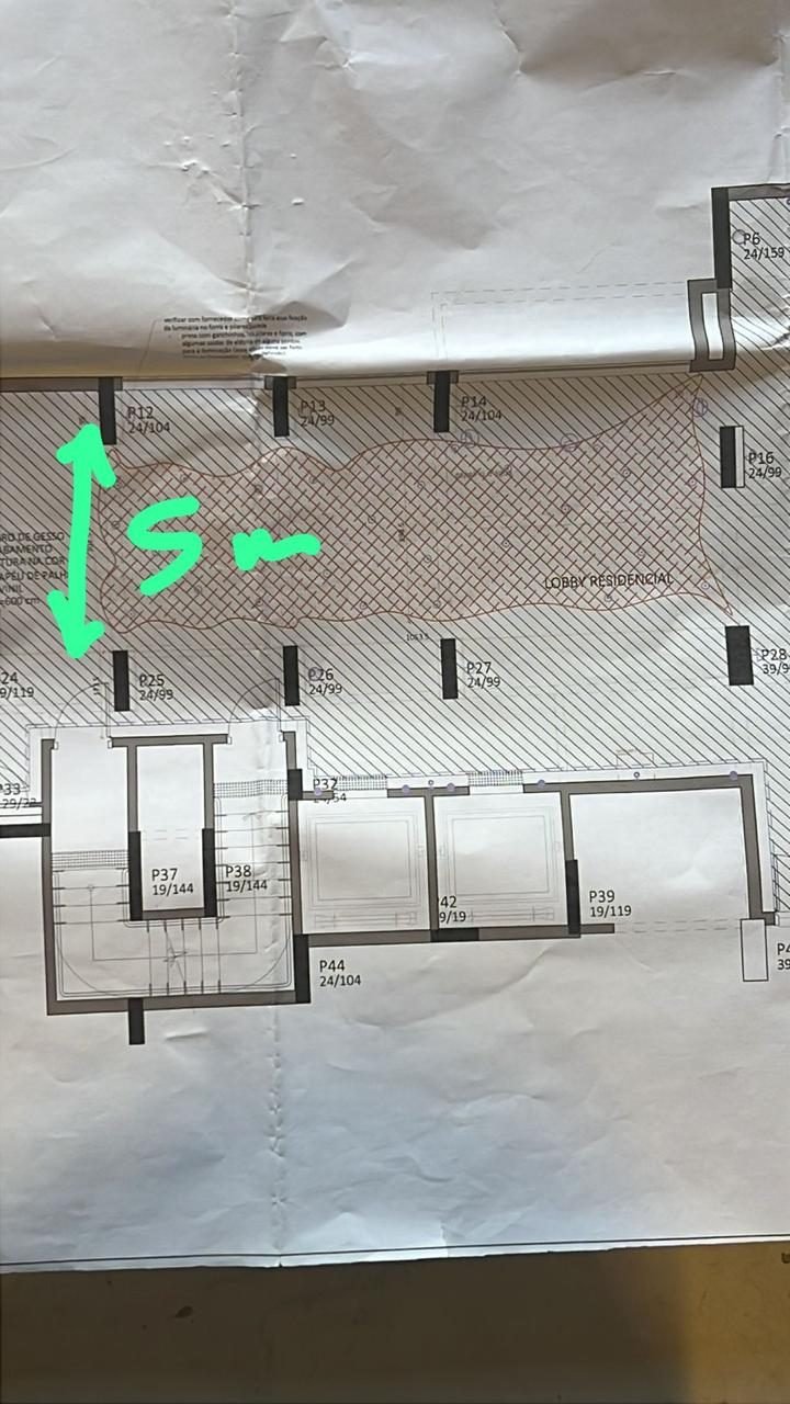 Cyrela N.A.U. Klabin — Rede de Cristal — Planta técnica da rede de cristal do lobby, detalhe de medidas