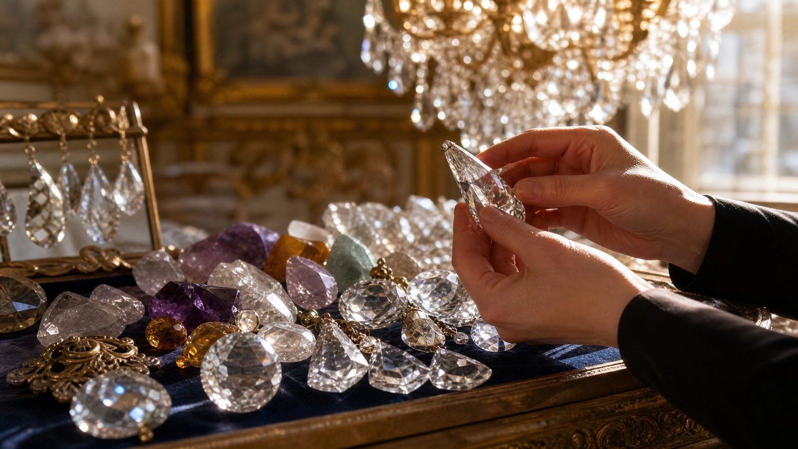 Curadoria de cristais para composição de um lustre