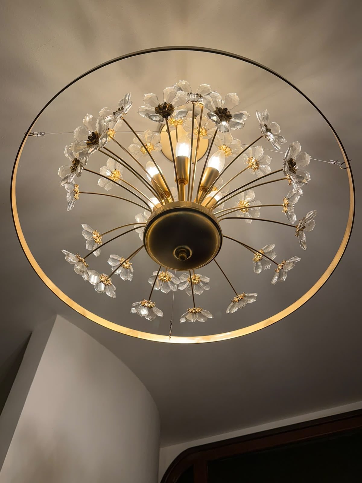 Residência Alto da Boa Vista — Lustre Floral em Anel Dourado
