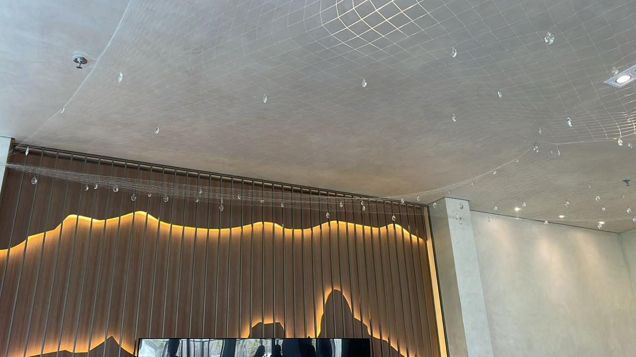Cyrela N.A.U. Klabin — Rede de Cristal — Detalhe da rede de cristal no salão de festas