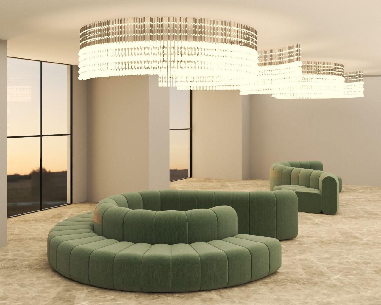Maison Cyrela Perdizes — Cascata de Cristal Ondulante — Render conceitual da cascata de cristal ondulante, outro ângulo